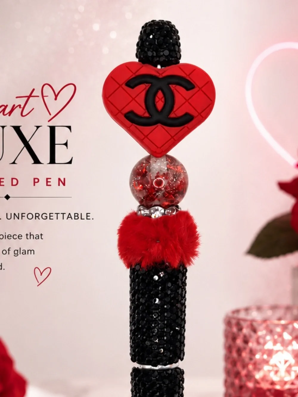 Red Heart Glam Beaded Pen